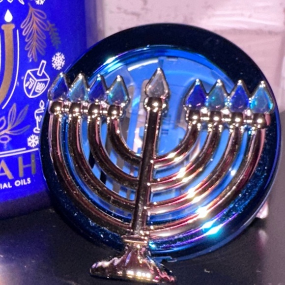Bath & Body Works Blue Hanukkah Candle with Menorah Design - Picture 3 of 3